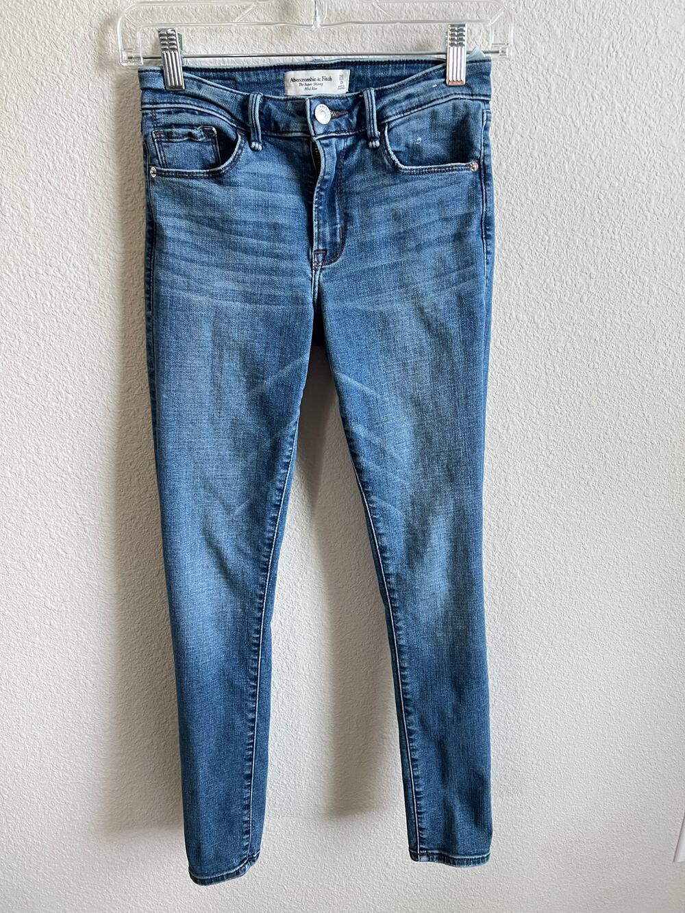 Abercrombie & Fitch Super Skinny Mid Rise Jeans Women's 25/0R Medium Wash